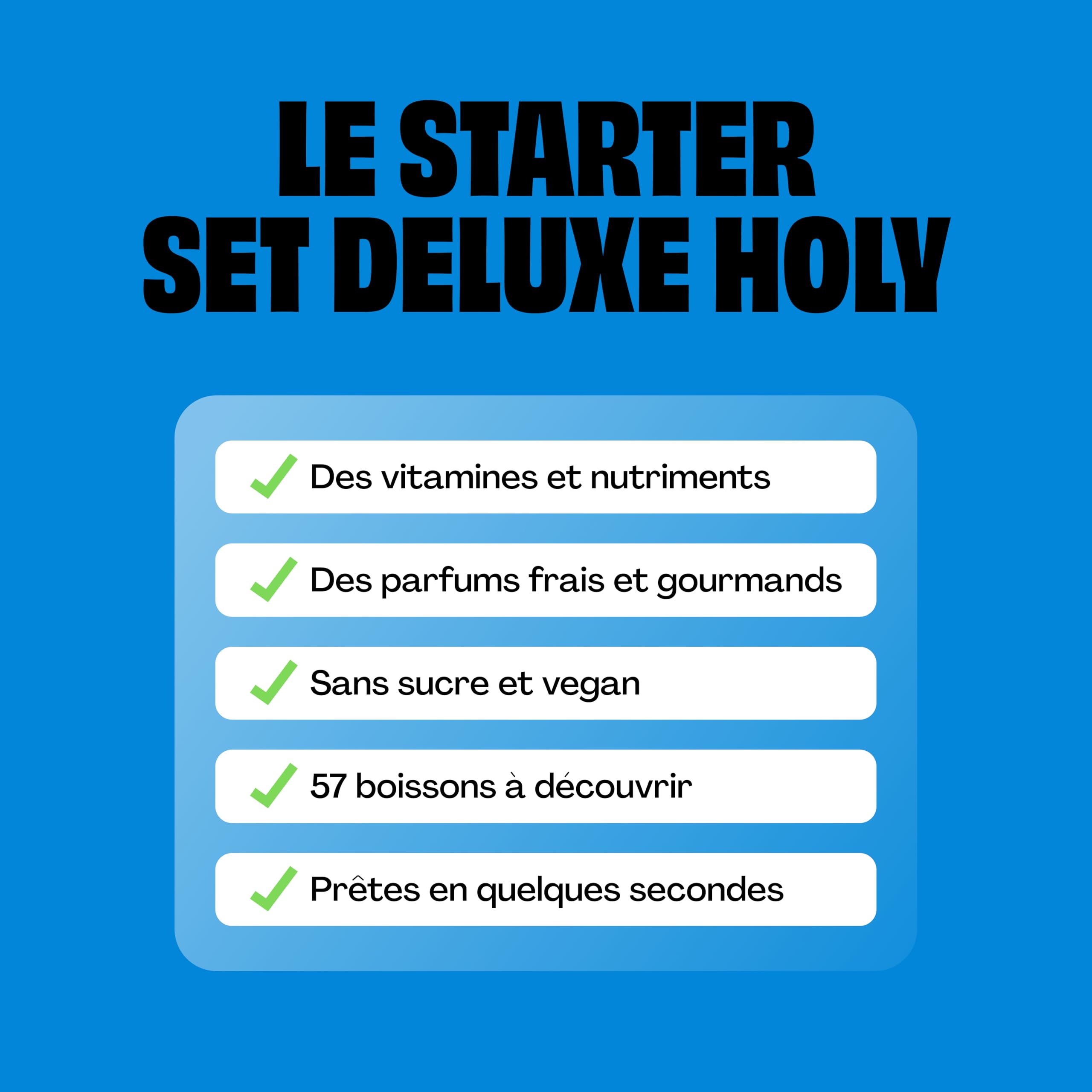 Kit de démarrage HOLY Deluxe - Énergie, thé glacé et hydratation - 57 portions dans 26 saveurs fruitées - Vegan et sans sucre, avec des arômes de fruits 100% naturels