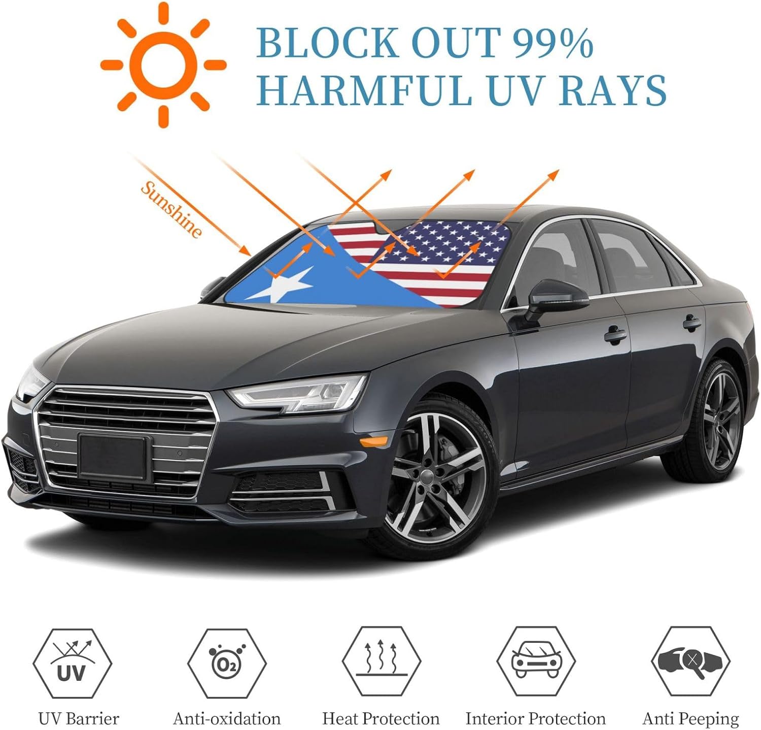 America Somalia Friendship Flag Foldable Car Windshield Sunshade Blocks Heat and Sun Glare Uv Rays