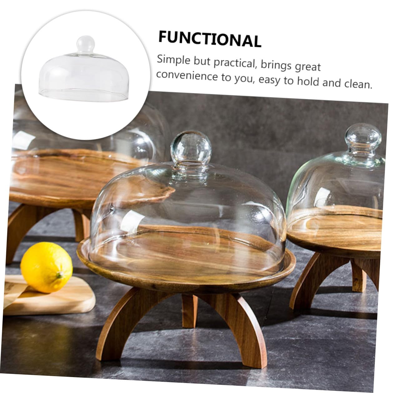 Copertura in Vetro Bianco Tonda per Frutta e Snack, Protezione Robusta per Piatti da Dessert e Frutta, Design Semplice e Raffinato per Uso Quotidiano