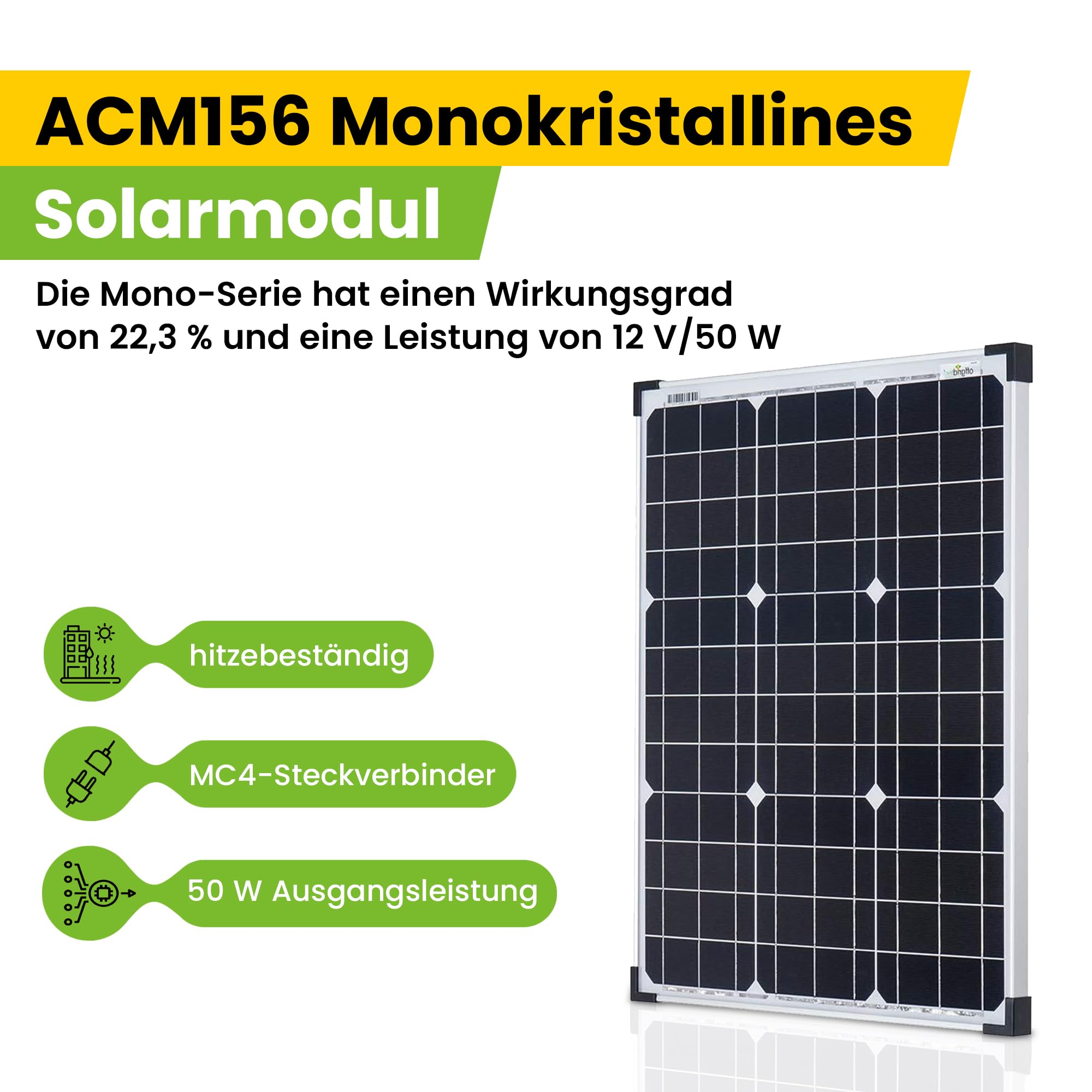 Offgridtec 50 W moduł słoneczny/panel słoneczny/ogniwo słoneczne 12 V, 3-01-001260