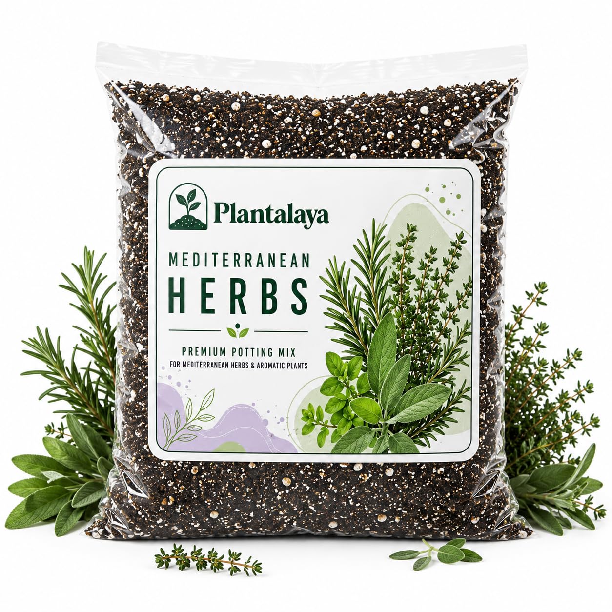 Mediterranean Herb Potting Mix Premium Free Draining Soil for Rosemary Thyme Oregano Basil Sage & Herb Gardens (1 Litre)
