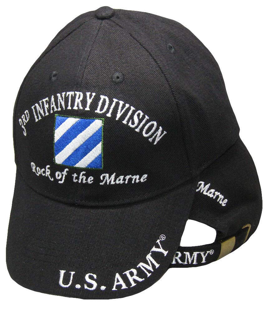 Trade Winds U.S. Army 3rd Third Infantry Division Rock The Marne Black Embroidered Cap Hat