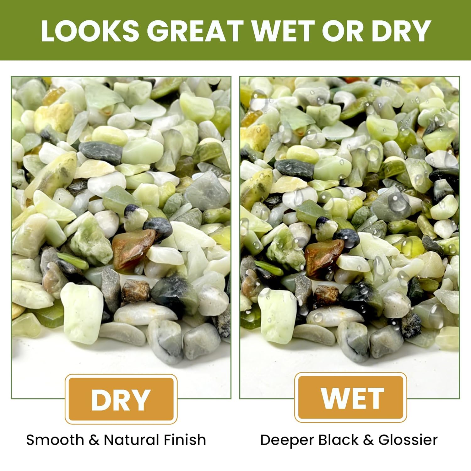 3/8 Inch Polished Decorative Pebbles, River Rocks for Indoor Plants, Succulents, Planters, Vases, Fish Tank, Aquarium Gravel & Landscaping, Jade Green, 12LB
