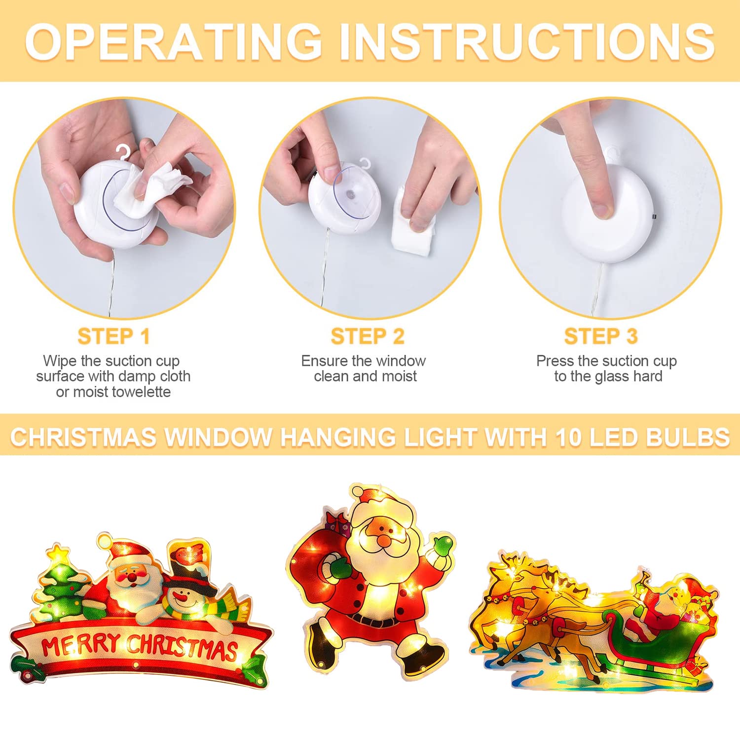 Lumière De Fenêtre Décorative De Noël, Lumières De Ventouse De Noël