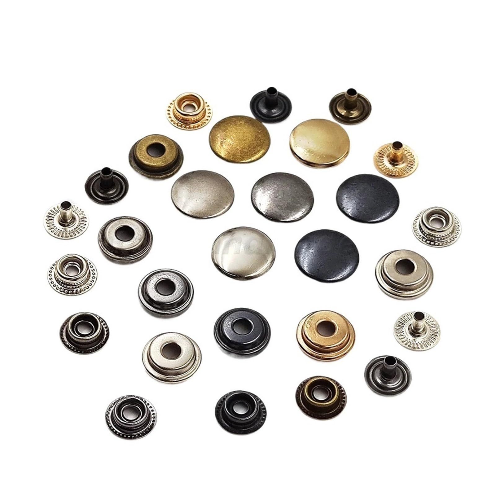 Juego de 25 Botones de presión 201/203, broches de presión de Metal, Herramientas de instalación Opcionales for Ropa, Bolsa, Zapatos, artesanía de Cuero(G Black with Tool B,17mm(201))