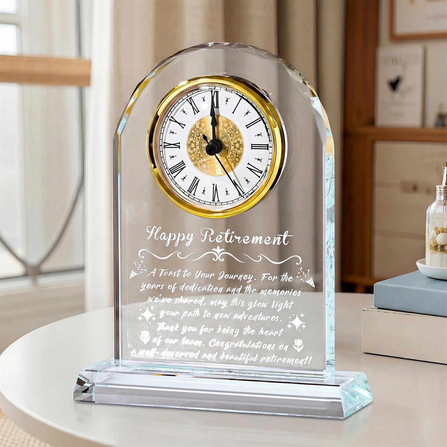Personalized Retirement Gift for Men & Women – Wooden Base Alarm Clock with Warm Night Light, Desk Keepsake for Retired Boss, Coworker, Teacher, or Friend
