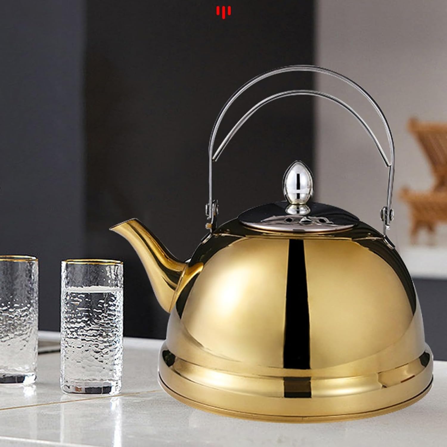 Tea Kettle with Infuser, Tea Pot, Vintage Teapot Stovetop Stainless Steel Induction Tea Kettle Water Boiling Pot for Kitchen(2L)