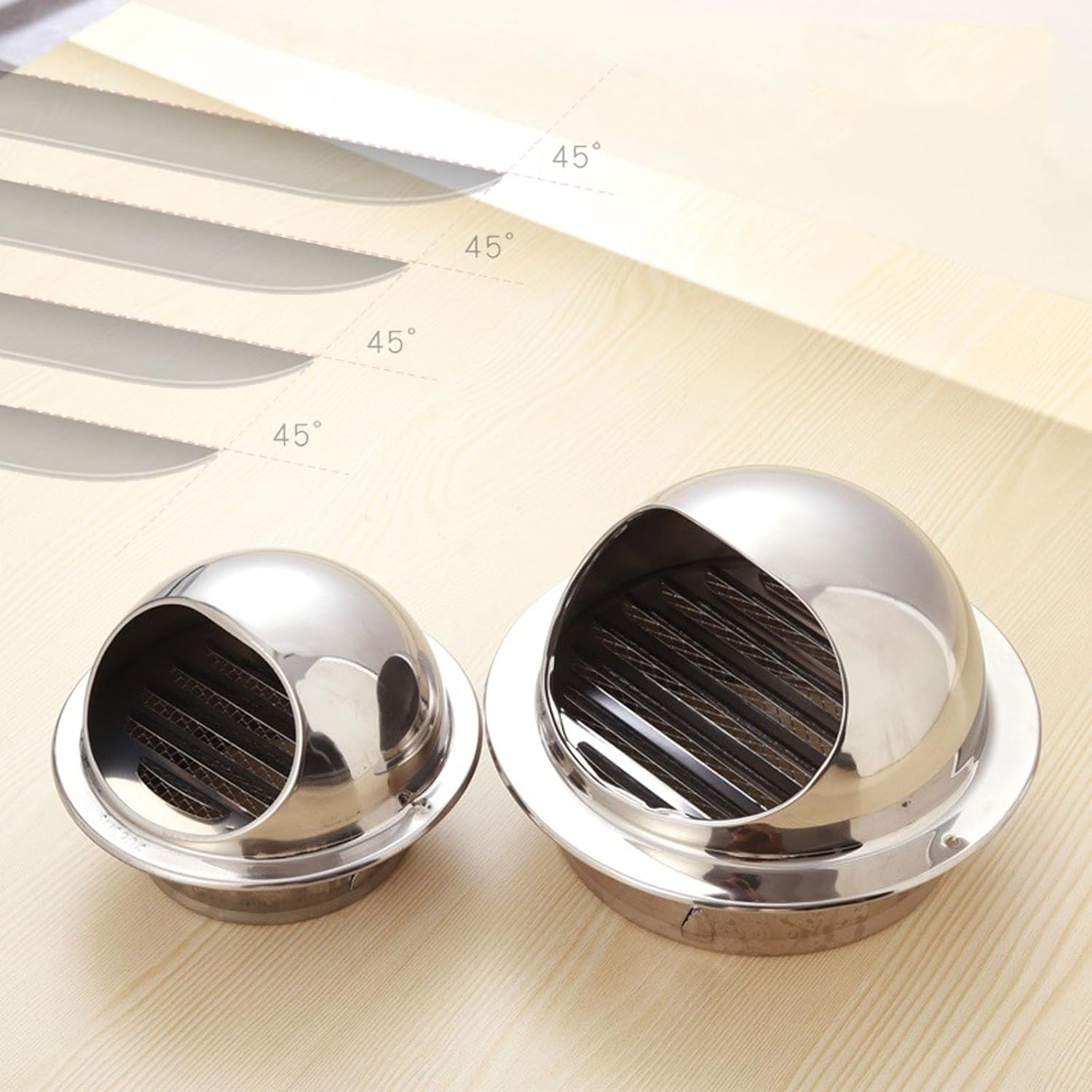 1 Piece Round Wall Vent Outlet Cover with Screen Mesh Soffit Vent Cap Ventilation Grill Hood 304 Stainless Steel Exhaust Vent 2" 3.9" 5.9" 7" 9.8"
