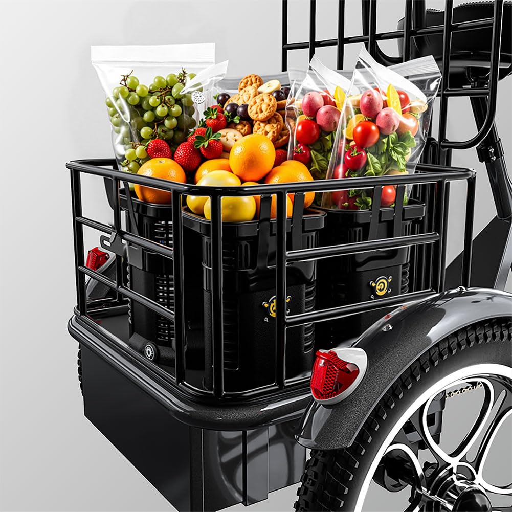 Cysum Tricycle Électrique Pliable, Tricycle E-Bike 16 pouces pour adultes homme femme, vélo électrique de charge, batterie 48 V 22 Ah, vélo électrique à 3 roues