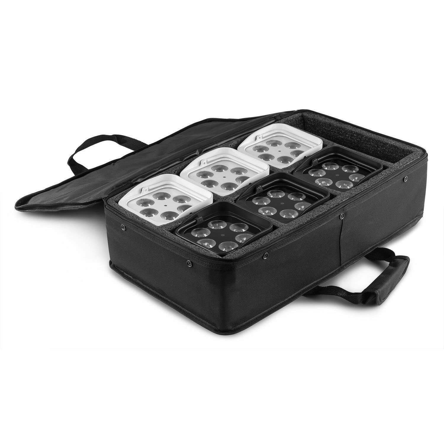 BeamZ AC-440 - Custodia morbida per 6 proiettori BBP94, scomparto aggiuntivo per cavi e accessori, 540 x 330 x 150 mm, ideale per DJ e organizzatori da sera