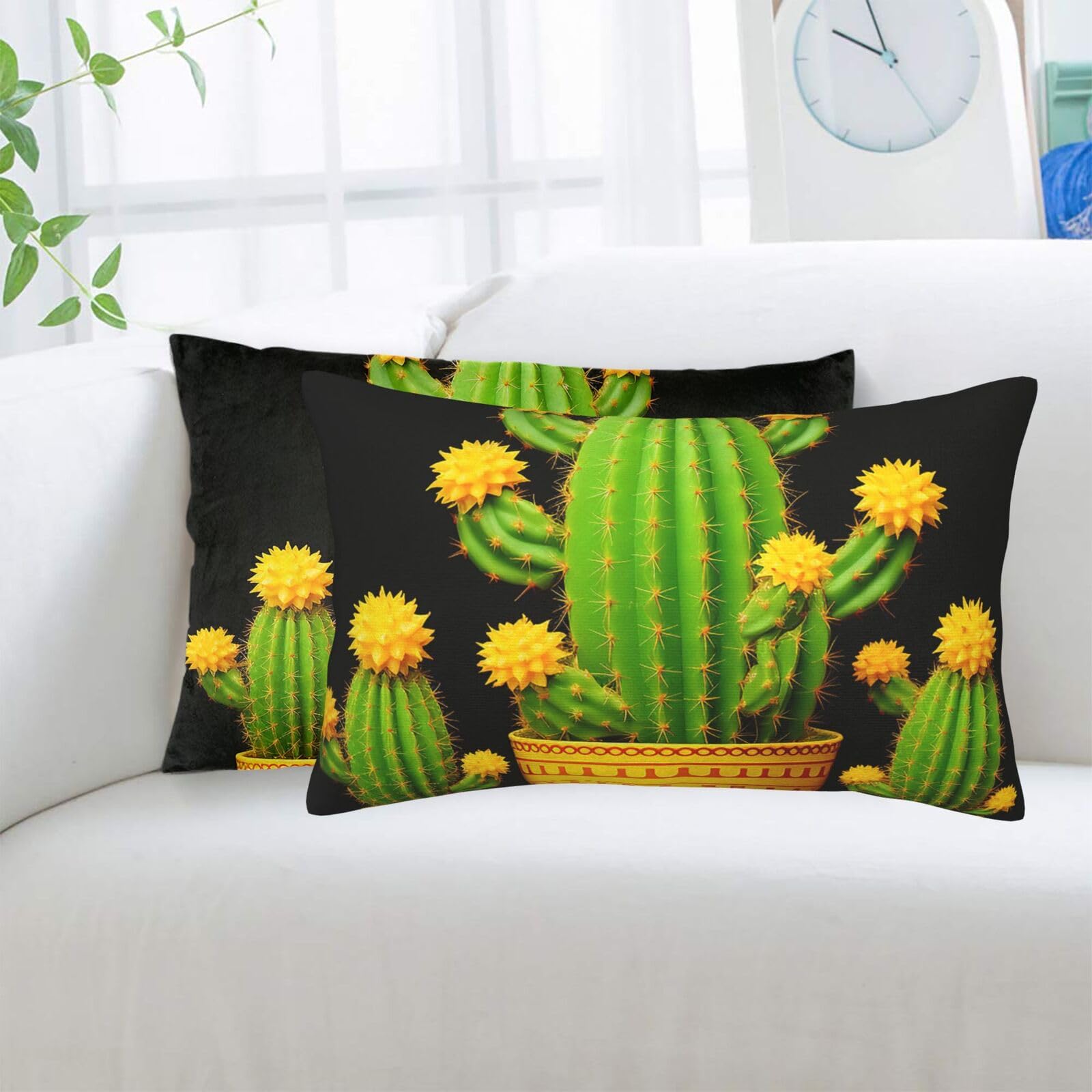 Yellow Cactus Standard Pillowcases Sets of 2, Ultra Soft Microfiber Plush Pillow Cases 20"X30" Comfort Decorative Throw Pillow Cover with Hidden Zipper for Bedroom, Sofa, Couch