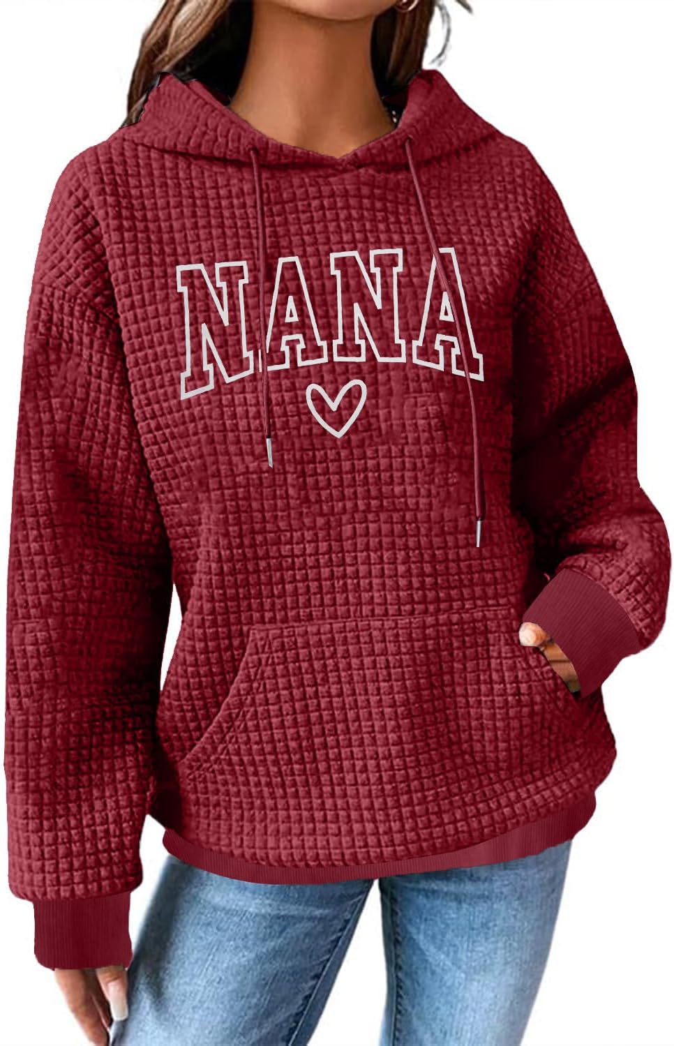 UNIQUEONE Grandma Sweatshirt Women Hoodies: Gigi Sweatshirts For Grandma Nana Life Waffle Drawstring Hooded With Pocket