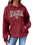 Grandma Sweatshirt Women Hoodies: Gigi Sweatshirts For Grandma Nana Life Waffle Drawstring Hooded With Pocket