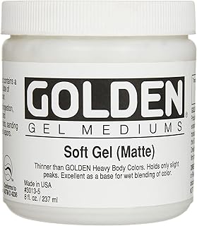 Soft Gel Matte by GOLDEN, 8 fl. oz. Jar, Professional Acrylic Gel Medium, Semi-Transparent