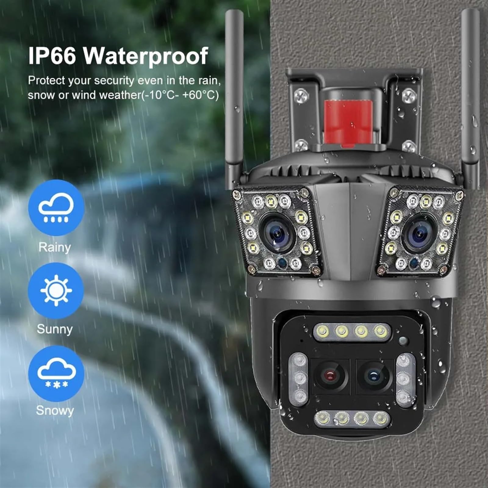 Kamera bezpieczeństwa, Kamera Wi-Fi 16MP 8K Zoom 12X Cztery obiektywy Zewnętrzna kamera PTZ Ochrona bezpieczeństwa Ai Śledzenie IP 4K Kamery monitorujące CCTV(8K 16MP No Card)