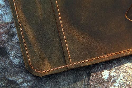 Miniatura 6 de Portafolio de cuero de grano completo, soporte para bloc de notas legal tamaño carta, apertura superior, organizador de carpetas comerciales