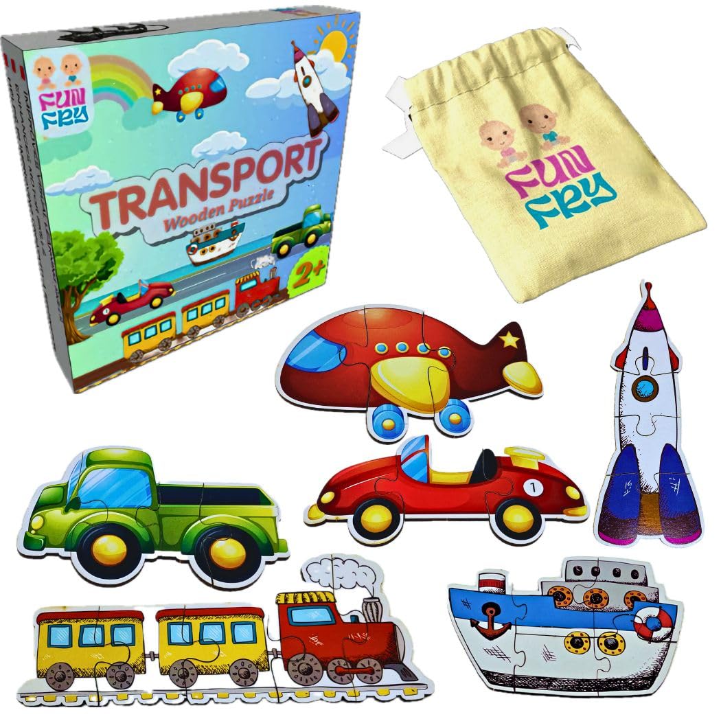 FUN FRY Montessori Wooden Puzzles for Kids Ages 2-5 Years with 6 Different Shapes - Educational Toddler Puzzle Toys- Gift for 2 Year Old Boys Girls (Vehicle Wooden Puzzle) (B09Z2SG3HX) Amazon Price History, Amazon Price Tracker