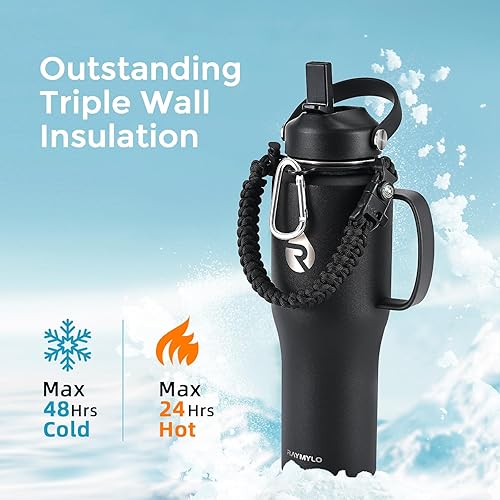 Miniatura 2 de Botella de agua de acero inoxidable de 32 onzas (fría durante 48 horas, caliente durante 24 horas), botella de agua aislada al vacío de triple pared