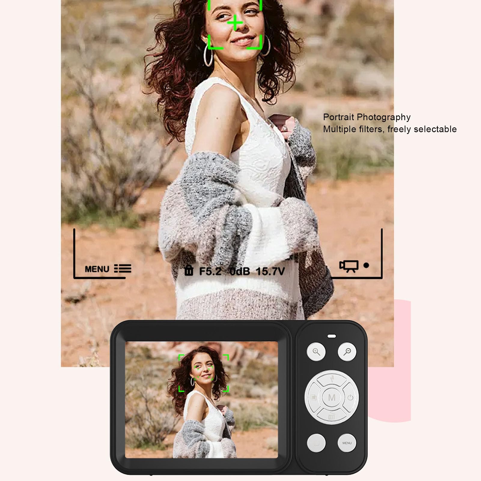 Tosuny Fotocamera Digitale 4K, Fotocamera Selfie con Doppio Schermo HD da 64MP e Zoom 18X con Flash Incorporato, per Fotografia Registrazione Video Principianti Studenti Adolescenti (Black)