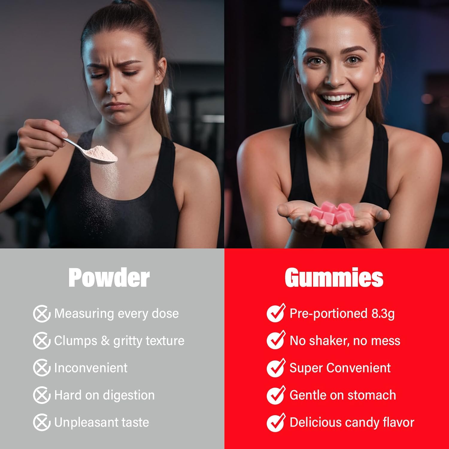 EAA Gummies - 2:1:1 BCAA Formula (8300mg) - Essential Amino Acids for Muscle Recovery & Endurance - Non-GMO, Gluten Free, Sugar Free, Vegetarian, Strawberry Flavor - 90 Count