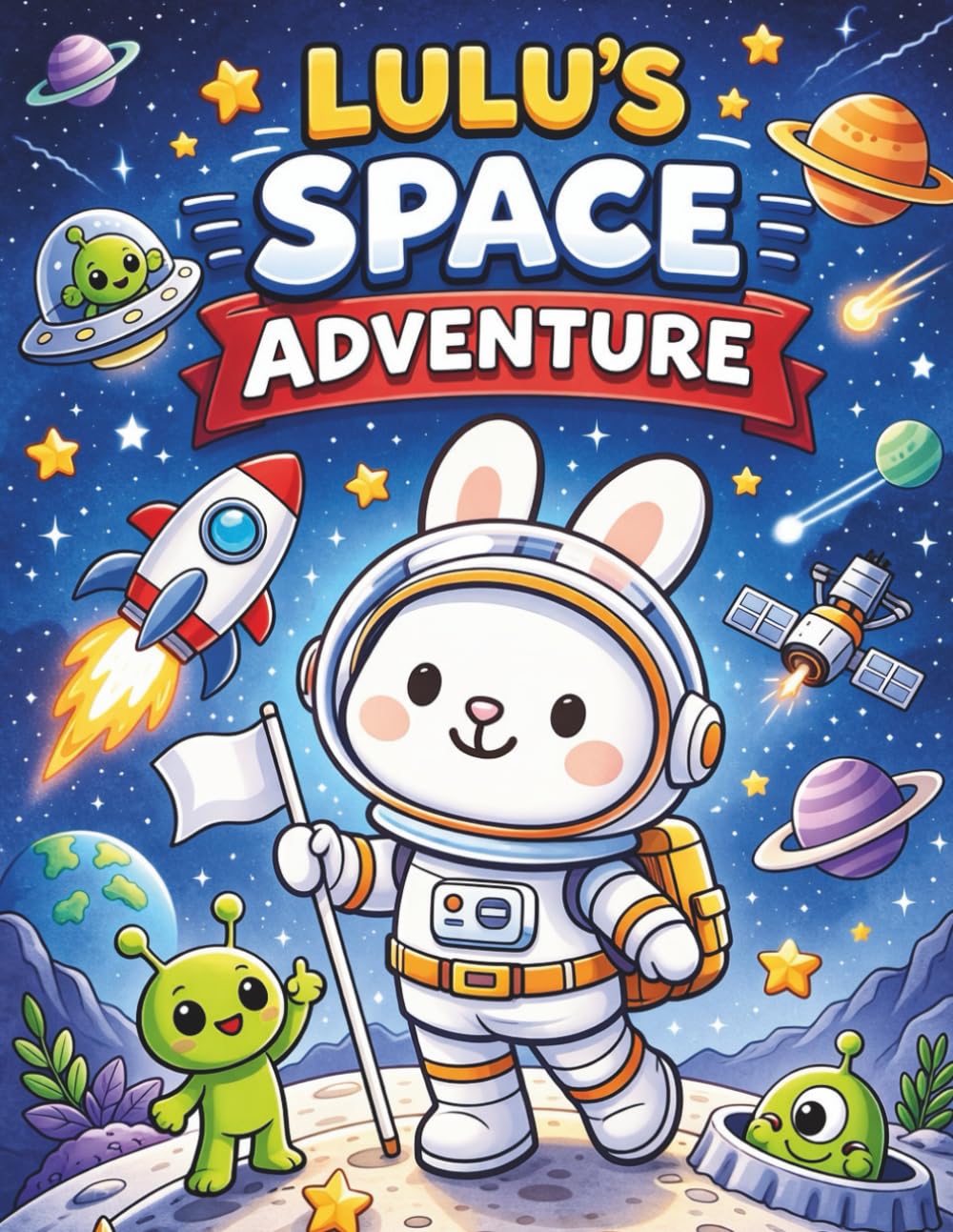Lulu’s Space Adventure Coloring Book: Cute Kawaii Space Coloring Book for Kids Ages 3–8 | Easy Bold Line Art with Aliens, Planets, Rockets and Astronaut Bunny (Lulu's Adventures)