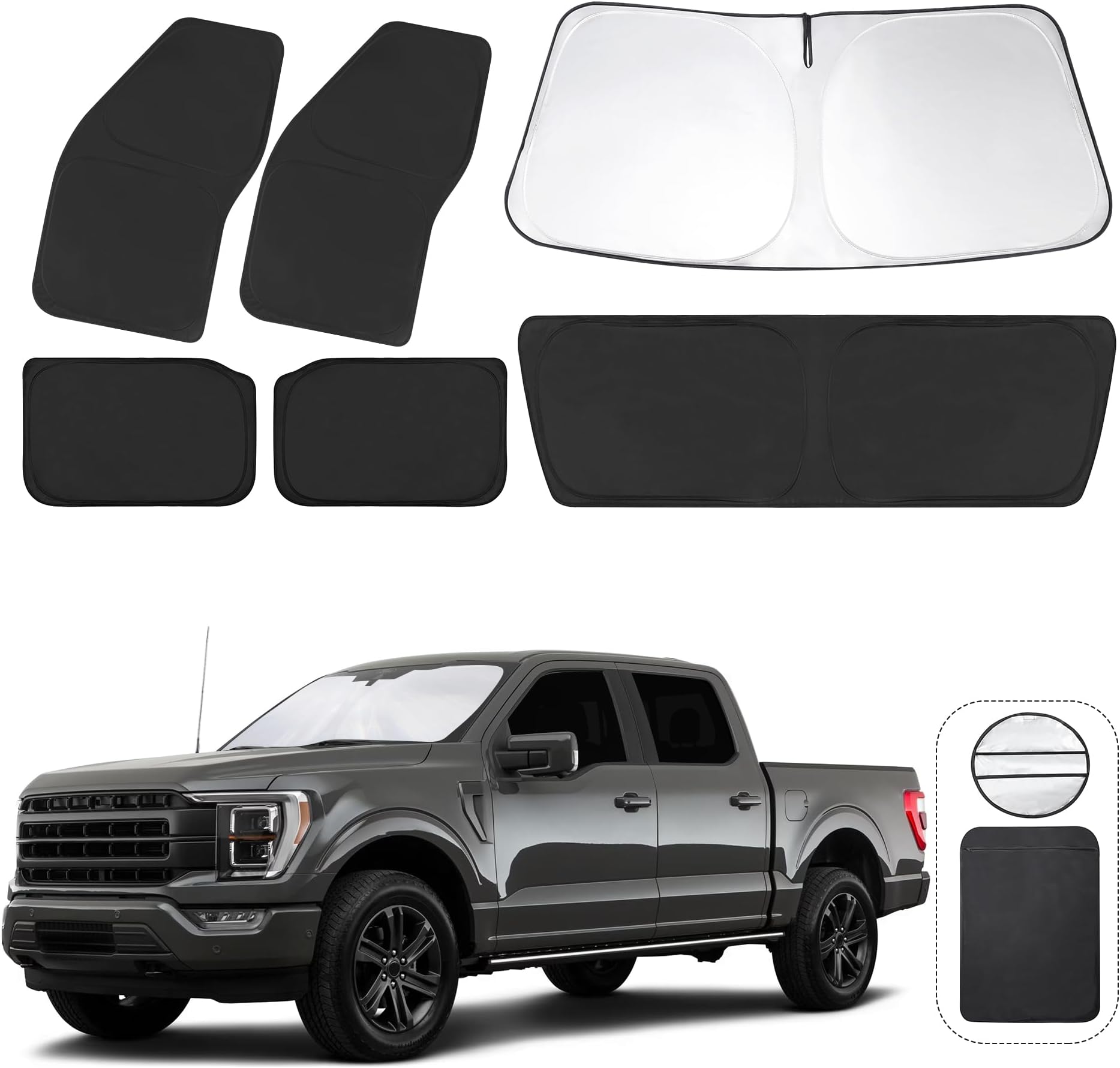 TINGLU Window Shades for Ford F150 4Door 2021-2025 2026 Accessories Car Side Full Windows Rear Triangular Windshield Sun Shade Sun UV Rays & Privacy Protection for Camping,Napping,and Relaxing 6PCS
