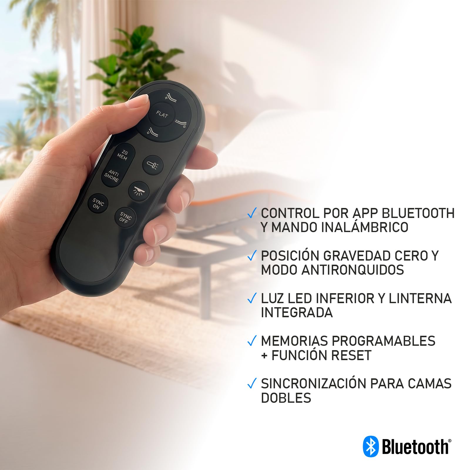 amuéblate Online - Pack Cama Eléctrica Articulada Atlas 90 x 190 cm con Colchón Viscoelástico Germania | Confort Premium, Adaptación Anatómica y Transpirabilidad