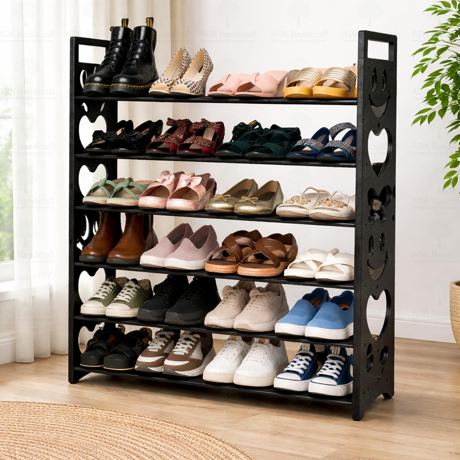 ADA Premium Multipurpose Shoe Rack | 6 -Tier Shoe Storage Organizer, Compact Space Saver, Sturdy & Durable Rack for Entryway, Living Room, Bedroom - Black-image-20