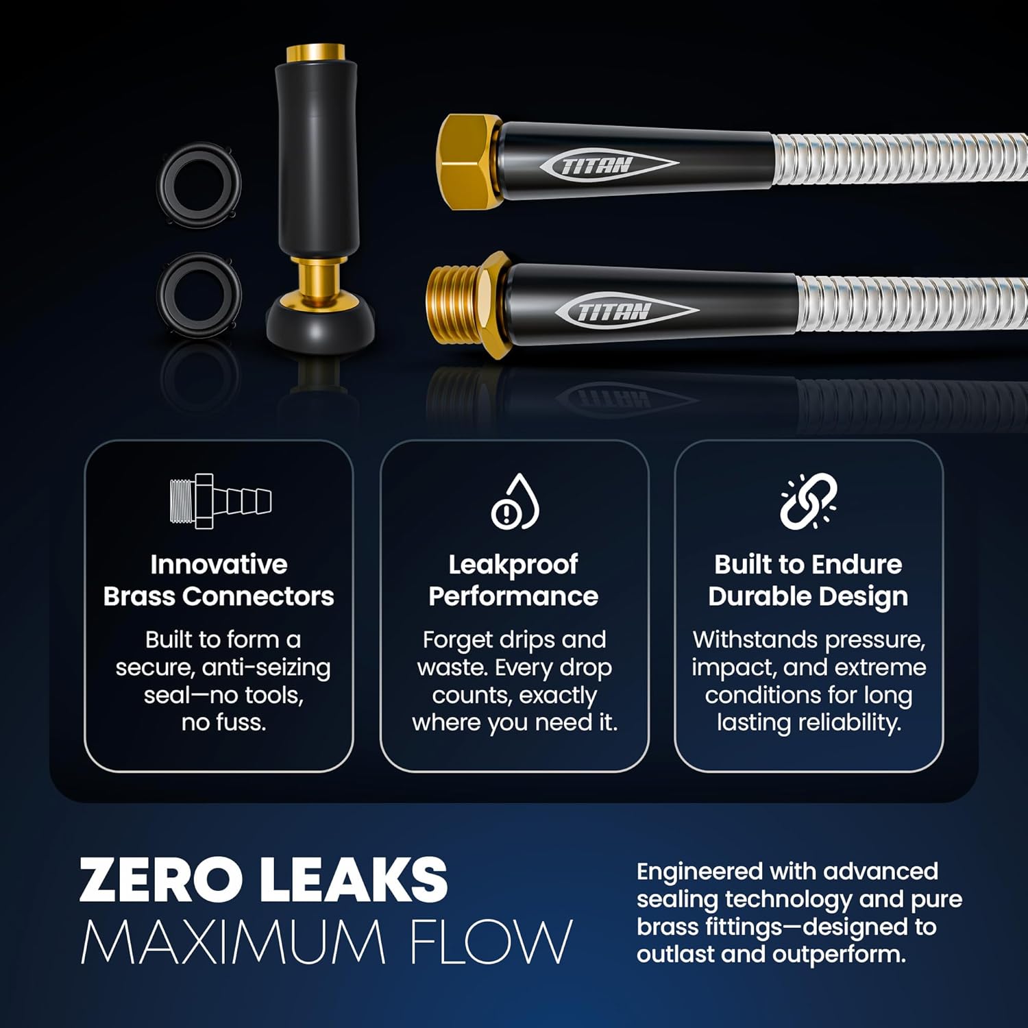 TITAN Garden Hose 75FT - 304 Stainless Steel Metal Water Hose, Flexible, Kink-Free, Lightweight, Durable, Crush Resistant Fittings, Easy to Coil, 500 PSI - Image 5