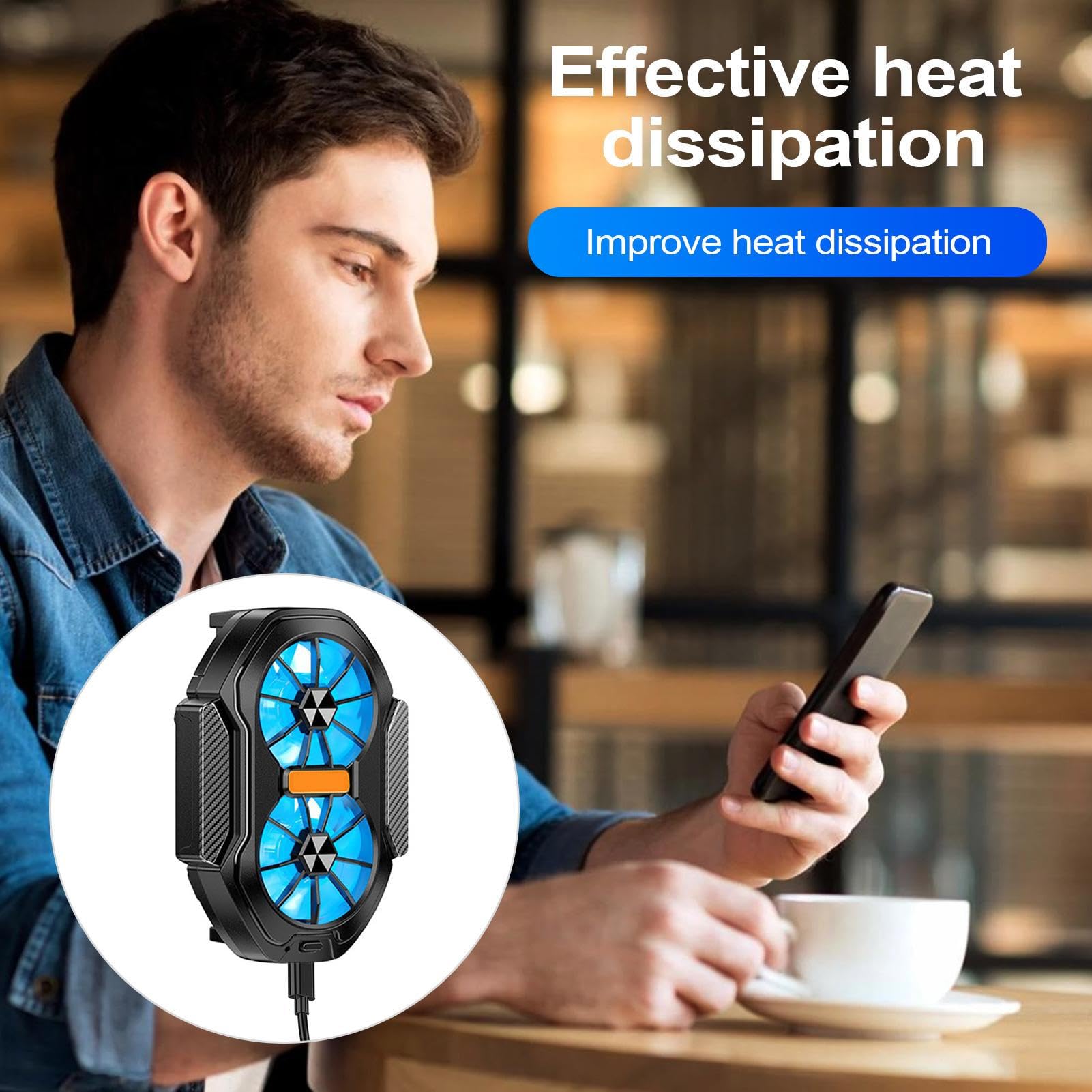 Refroidisseur de Téléphone Portable - Support De Refroidissement Mobile À Fixation Par Pince Avec Double Ventilation | Outil Dissipation Thermique Smartphone Pour Jeux Vidéo, Films Et