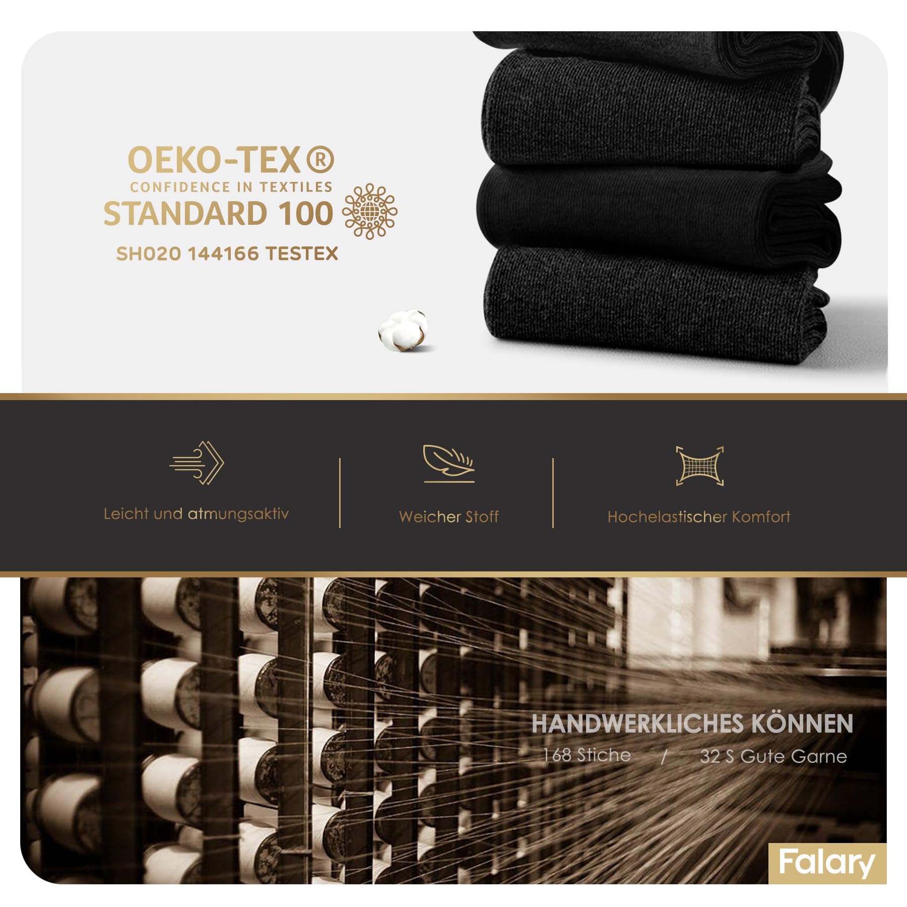 FALARY 12 Paar Socken Herren Damen Baumwolle Herrensocken Schwarz Weiß Sport Socks Atmungsaktive - 5