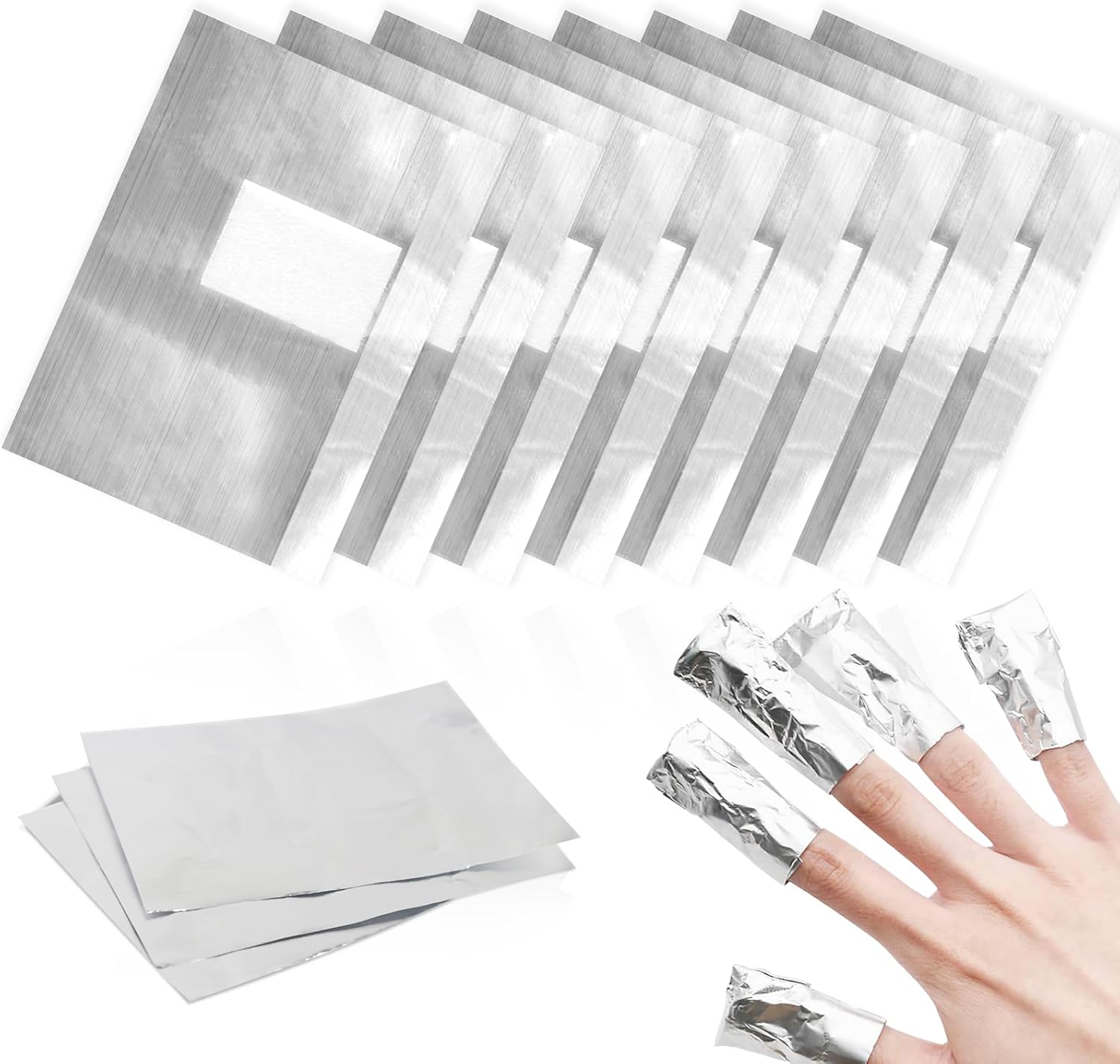 100 Pieces Foil Nail Wraps, Nail Films for Gel Nails, Nail Film Aluminium Wraps Remover with Pre-Attached, Lint-Free Cotton Pads, Nail Art Cleaner for Quick and Gentle Soak Off