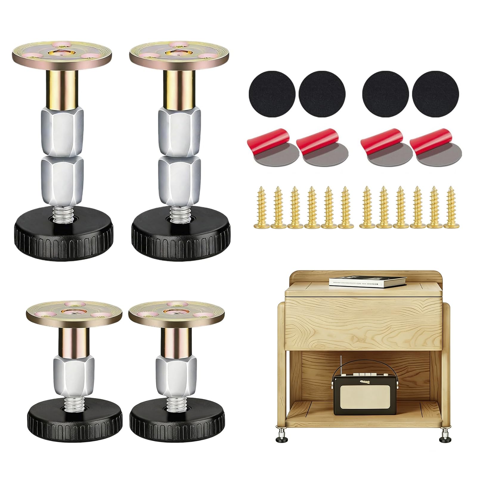 YDAKGUEY Furniture Feets, 4 Pcs Adjustable Feet with Mounting Accessories, 47-80 mm Adjustable Feet for Furniture for Chairs Tables Cabinets and Sofas (Silver)