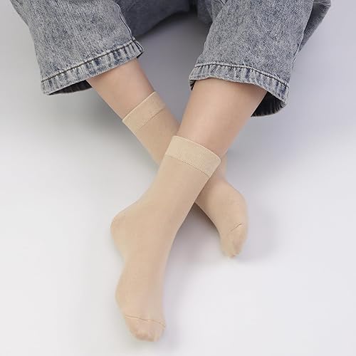 Miniatura 5 de SERISIMPLE Calcetines escolares de bambú de viscosa para niños, costuras planas, suaves, antiolor, finos, transpirables, elásticos, para niñas