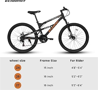 24/26/27.5 Inch Dual Full Suspension Mountain Bike, 21 Speeds Dual Disc Brake, Men Women Mountain Bike with Adjustable Saddle, Adult Trail Beach Snow Commuter City Bikes