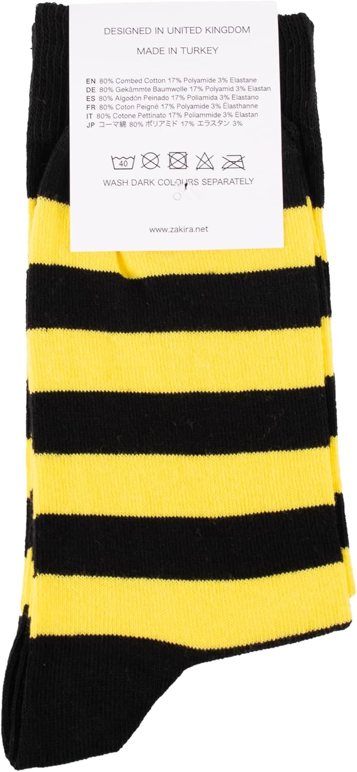 ZAKIRA Finest Combed Cotton Striped Dress Socks for Men, Women - Image 5