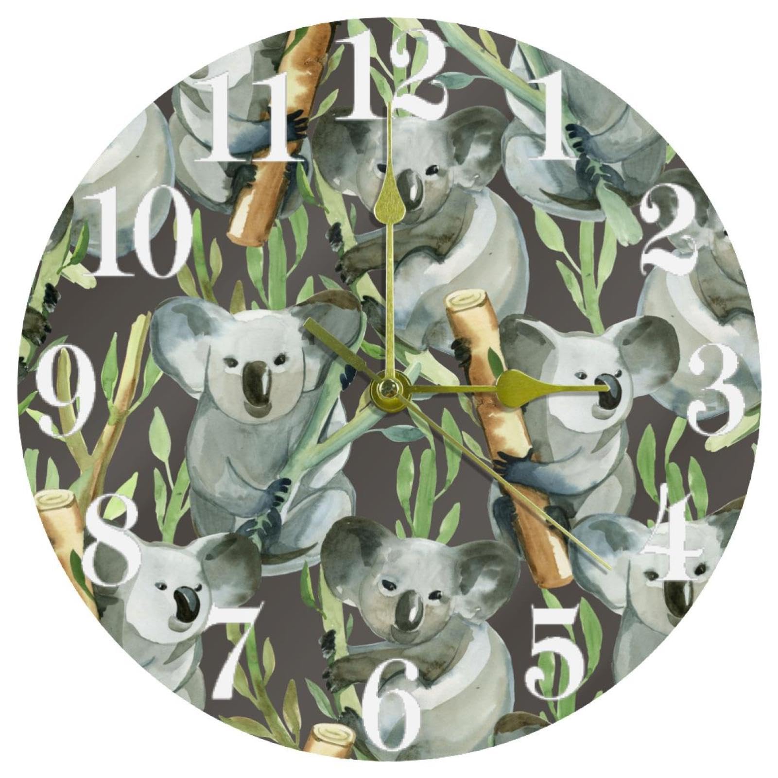 Horloge murale silencieuse sans tic-tac à piles gris aquarelle