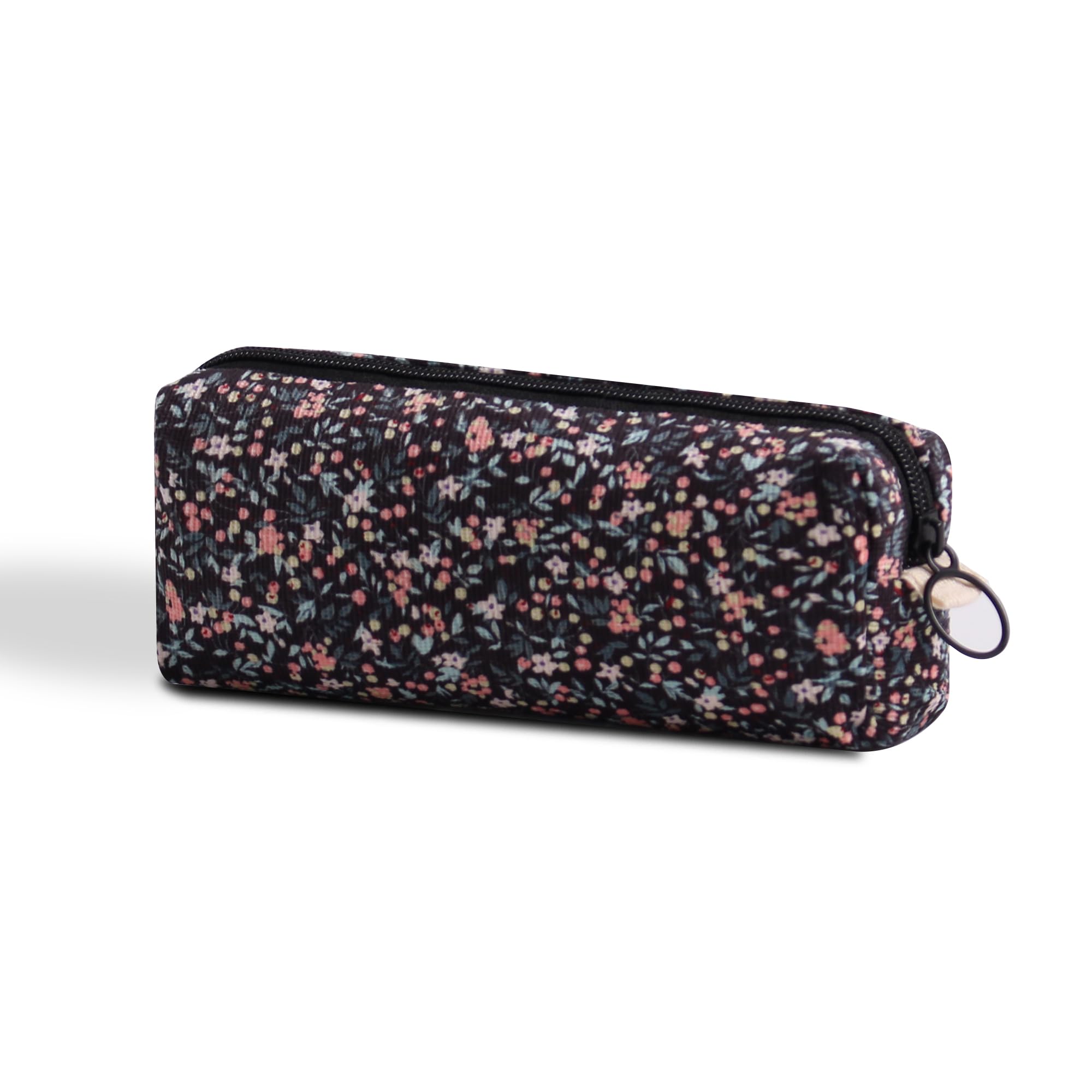 SURBEAV Pencil Case Pen Case Office College School Storage Bag Pouch Holder Box Organizer Makeup Pouch Cosmetic Bag Aesthetic floral flower Cute Pencil Case for Girls Boys Kids (Small floral black)