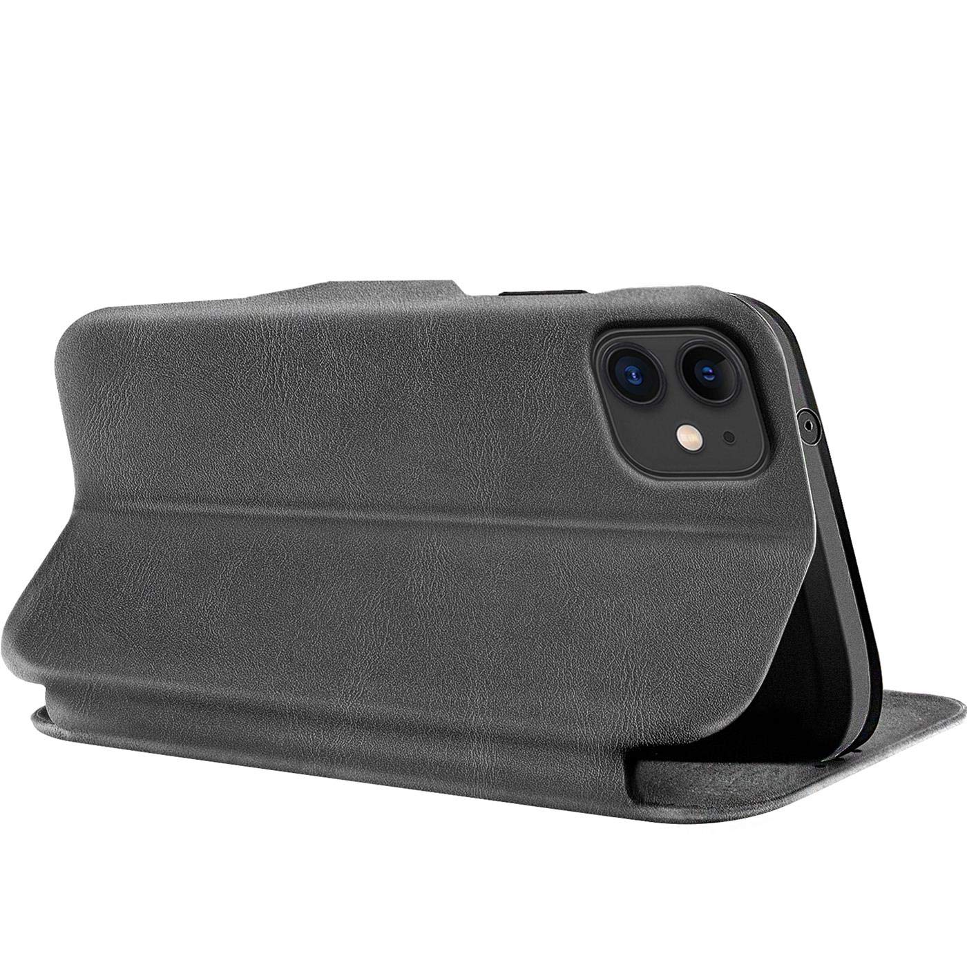Verco Book Style for iPhone 11 Case, Premium Magnetic Flip Cover for Apple iPhone 11 Wallet Case with Card Slot [6.1 inch, Grey - Image 3