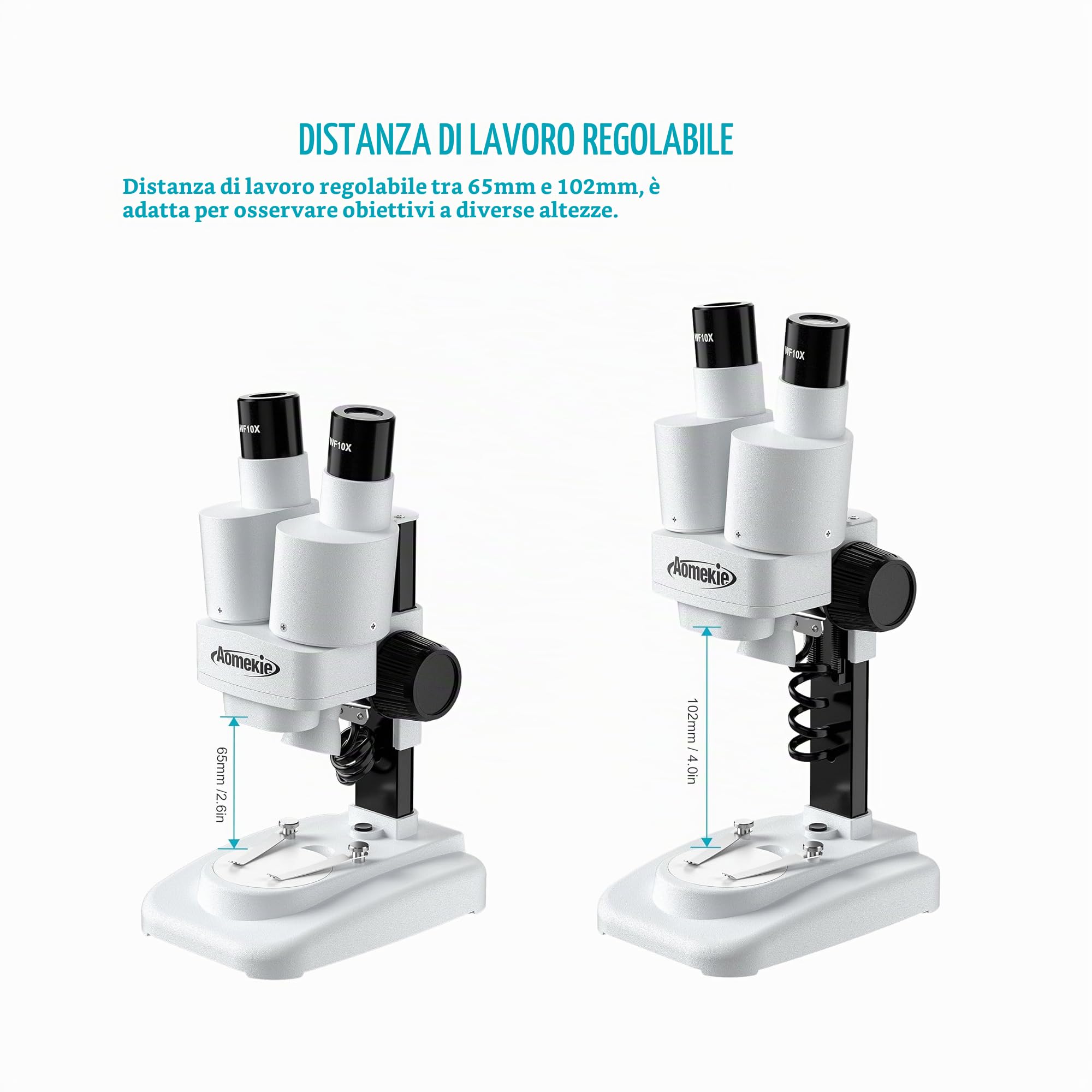 Aomekie Microscopio Stereo 20X & 40X Microscopio per Bambini Binoculare Zoom 3D con LED Regalo