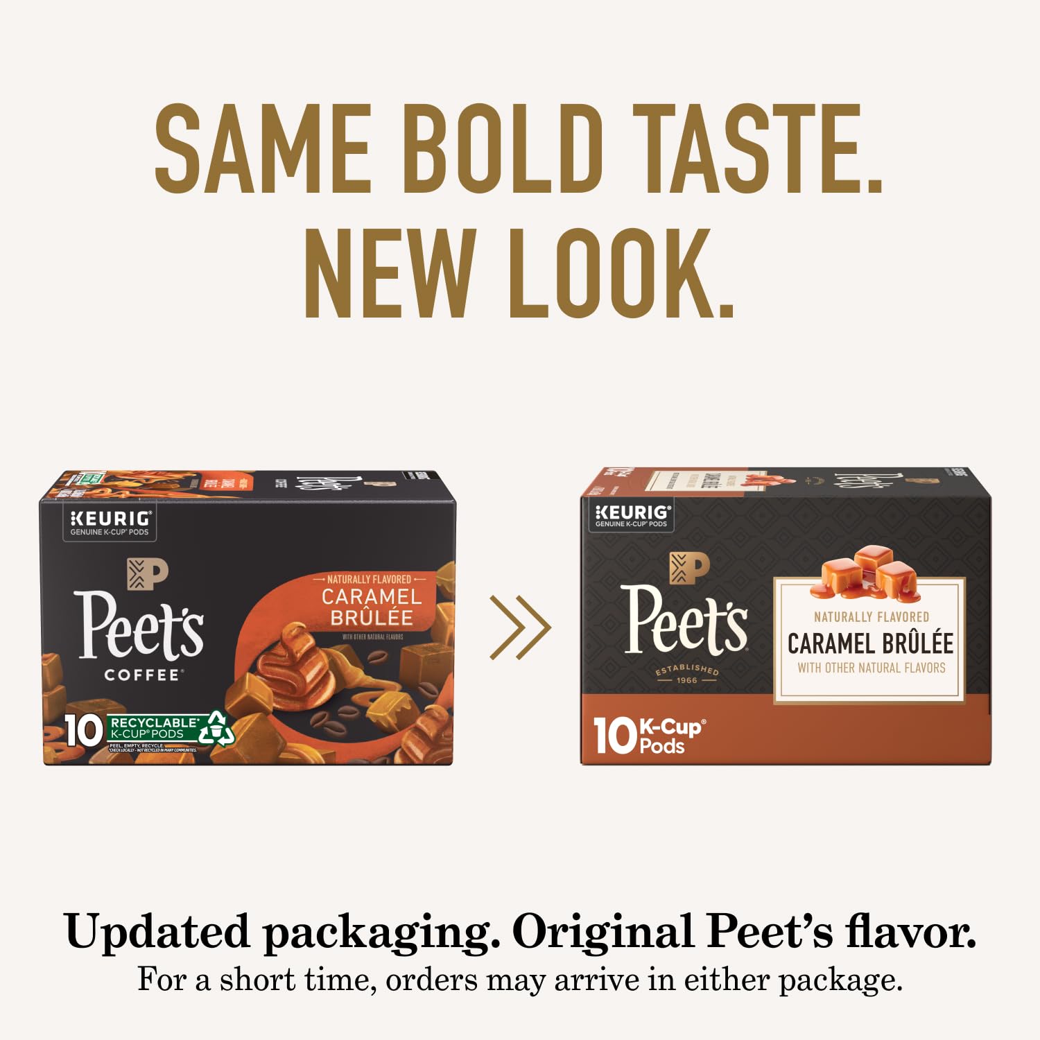 Peet’s Coffee, Flavored Coffee K-Cup Pods for Keurig Brewers - Caramel Brûlée, 60 Count (6 boxes of 10 pods), Light Roast