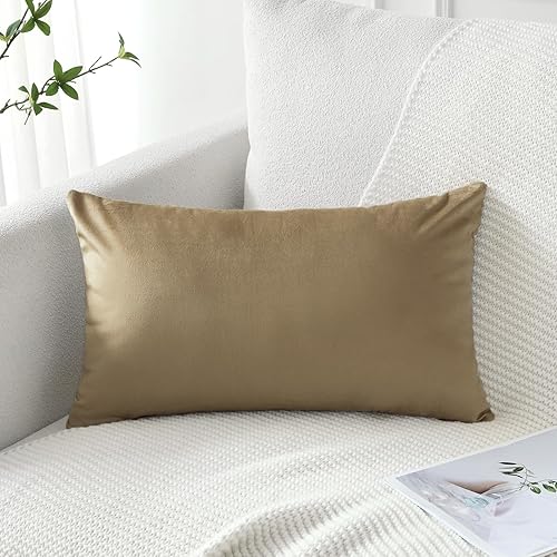 Artscope Fundas de almohada de terciopelo de lujo, fundas de almohada rectangulares decorativas, fundas de cojín suaves y sólidas para sofá,