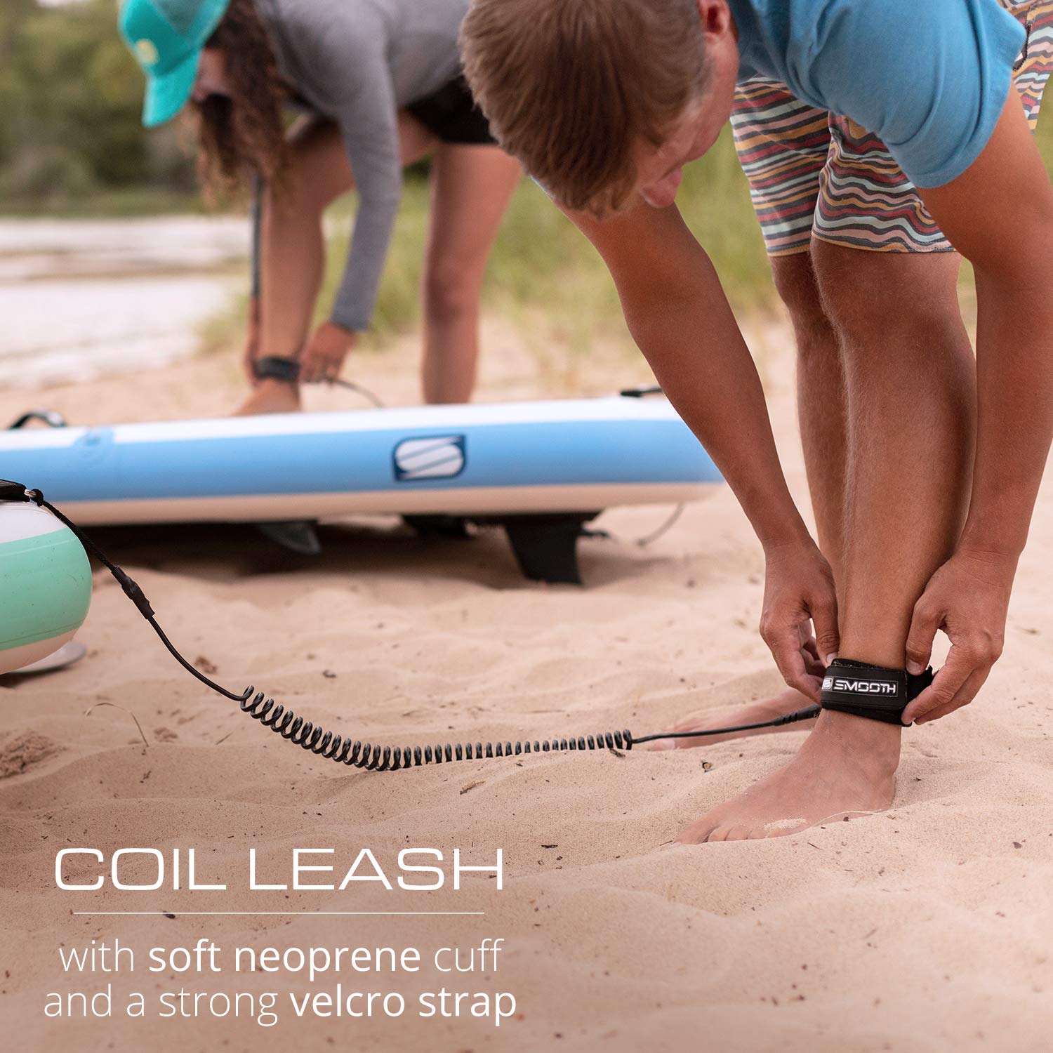 Smooth SUP Inflatable Stand Up Paddle Board with Premium Accessories & Travel Backpack, Waterproof Bag, Action Camera Mount, Leash, Lightweight Adjustable Paddle, Pump and Non-Slip Deck Pad