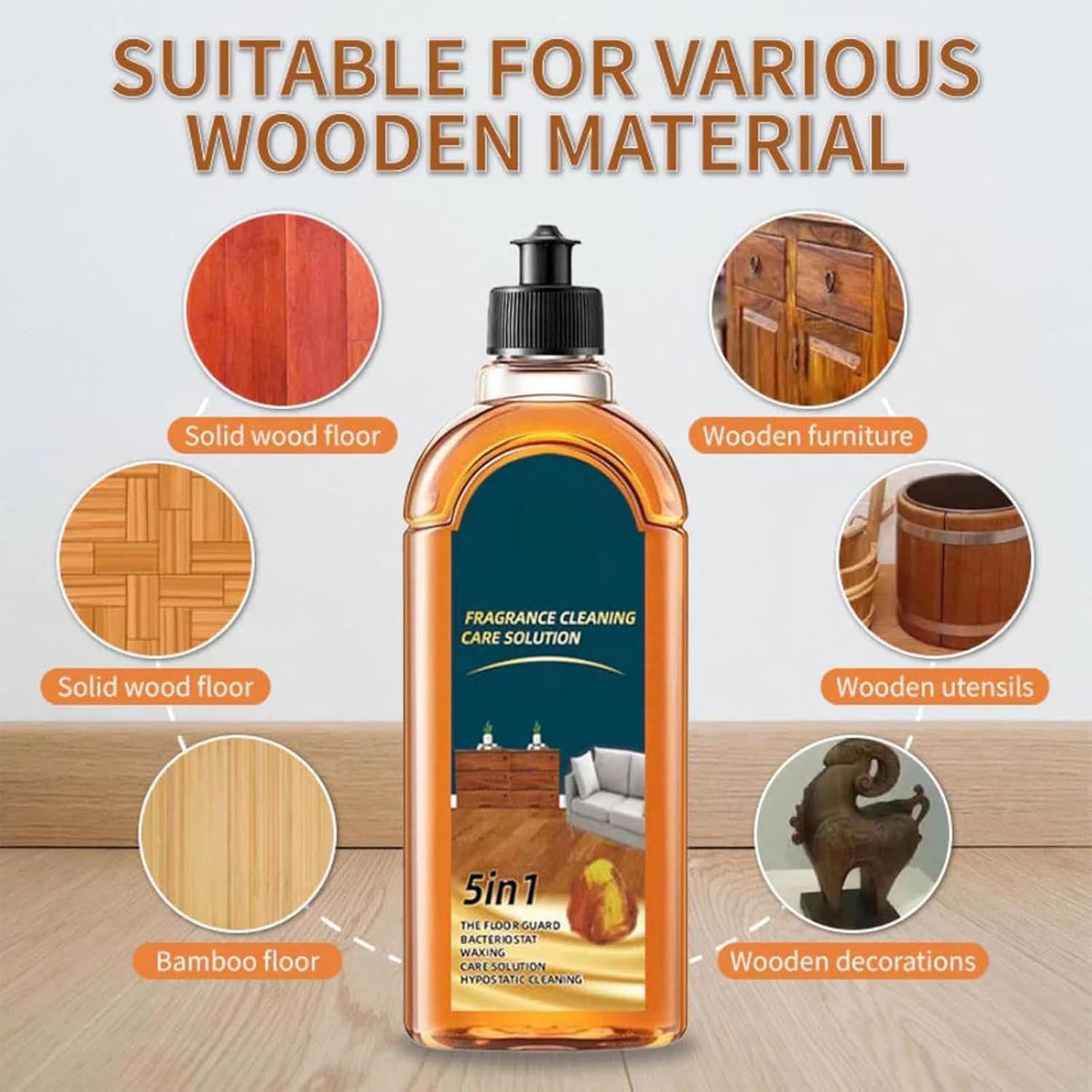 Detergente per pavimenti Spainho, soluzione detergente profumata e lucidante naturale, smacchiatore a doppia azione, detergente per pavimenti 5 in 1 per lavare casa, bagno e cucina (1, 2pcs)