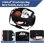 45L Sac à bandoulière sport - 20 inch Weekender Duffel Sac pour le voyage, entraînement, fitness, entraînement (noir)