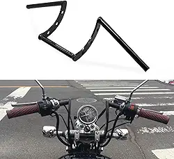 AnXin Guidão De Motocicleta 1" 25Mm Em Z Para Drag Custom Bobber Chopper Cruisers Softail Dyna Sportster Xl883 Xl1200 Preto