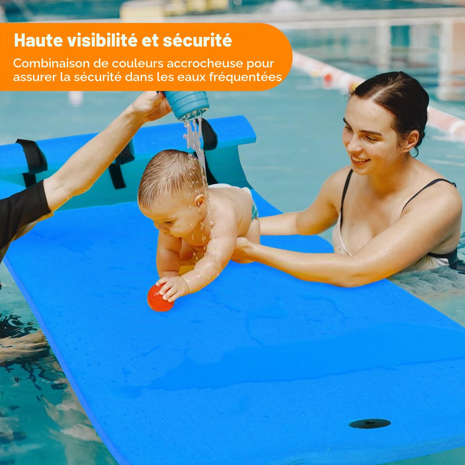 210 x 90 cm Matelas Flottant en Mousse XPE, Tapis d'eau en Mousse Enroulable Résistant à la Déchirure, Tapis Flottant Piscine pour Adultes de Charge 100KG, Lac, Piscine, Plage (Bleu)