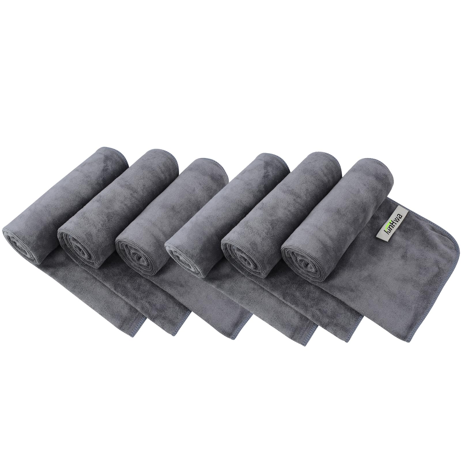 KinHwa Gym Towels for Sweat Absorbent Workout Towels Soft Microfiber Sports Towel Perfect Size for Workouts, Yoga, Running, Biking or Camping 16inch x 31inch 3 Pack… (Gray, 16inchx31inch 6 Pack)