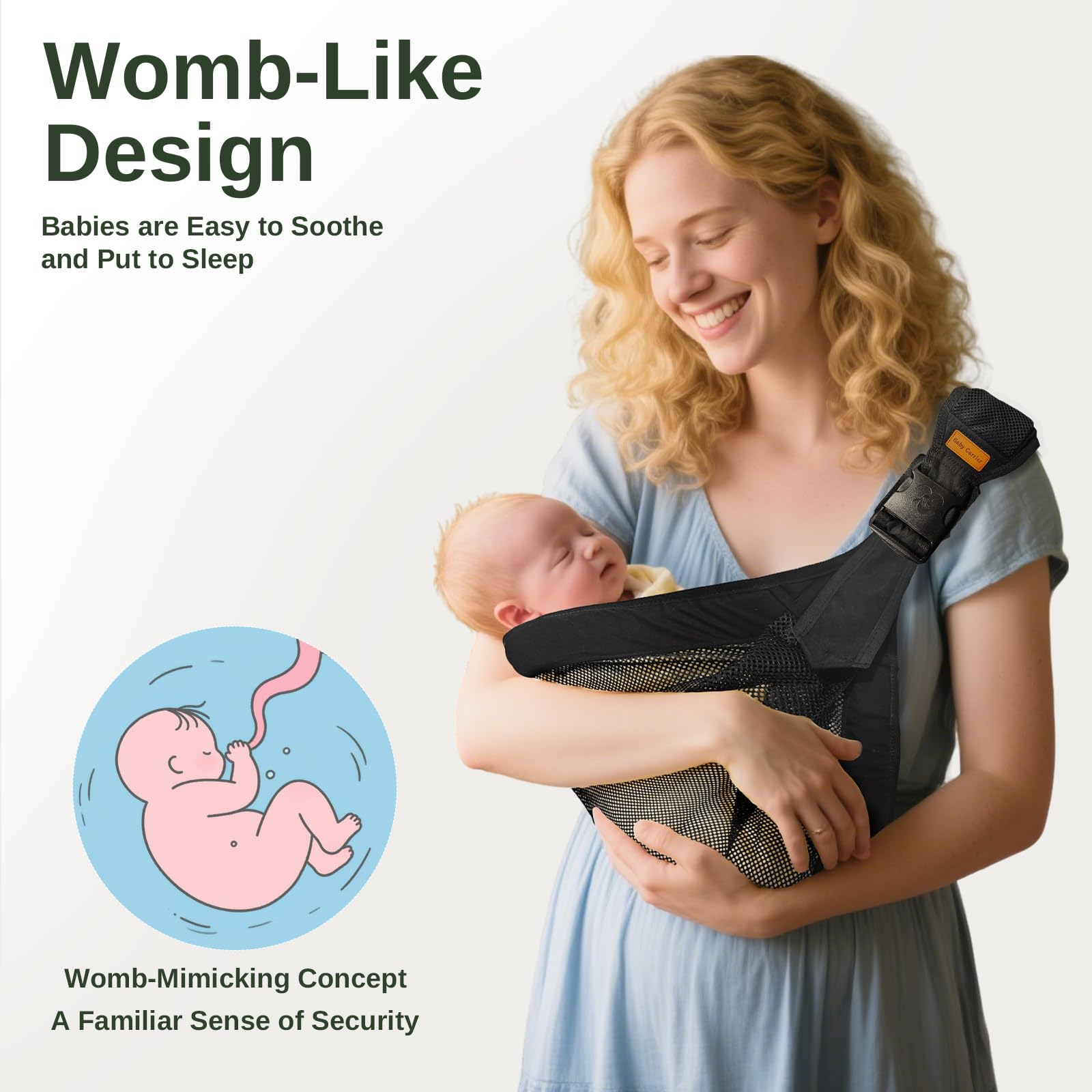 IBOPUXIU Laterale Fascia Neonato, Fascia Porta Bebe Regolabile, Traspirante Marsupio Neonato 0-36 Mesi, Ergonomico Fascia