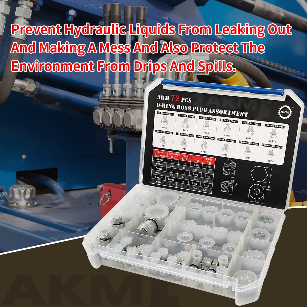 Amazon.com: AKM 72 Pcs ORB Plug Kit Hose Tube and Pipe O-RING BOSS 